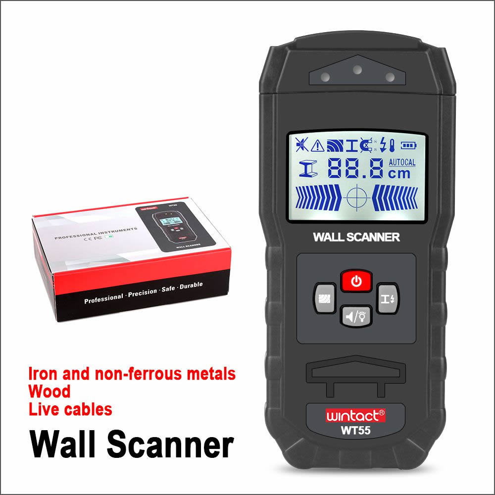 WINTACT Digital Wall Scanner WT55 Handheld Professional Multifunction Wall Iron Metal Wood Wire Galvanized Pipe Finder Scanner
