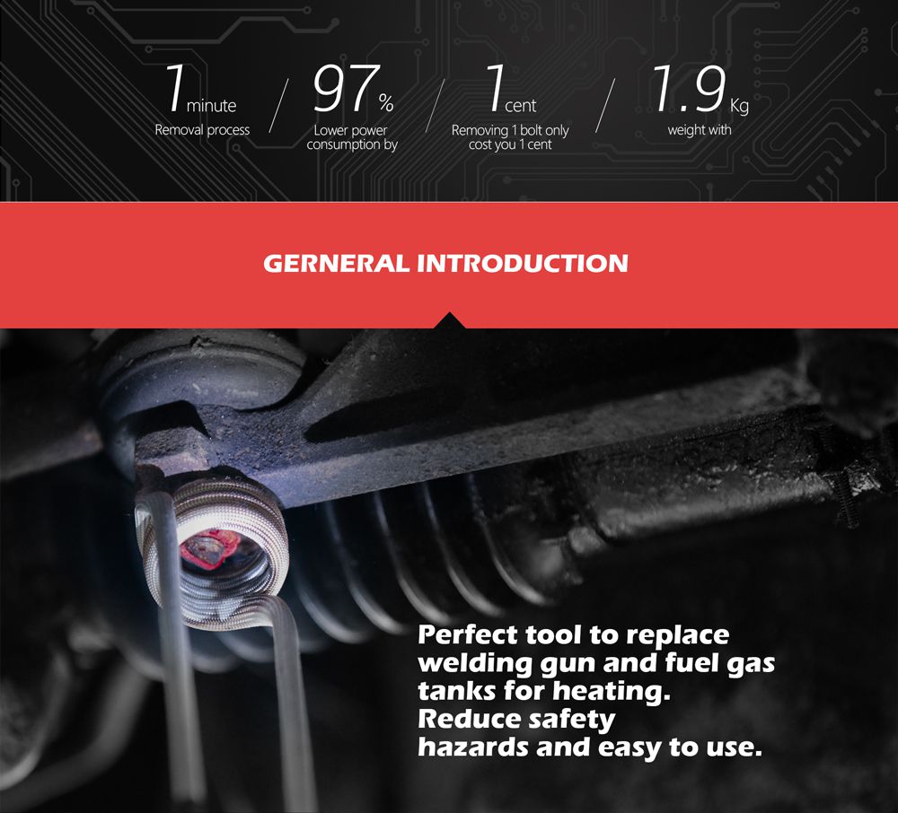 La máquina de calentamiento por inducción woyo es compatible con 12v / 110v / 220V para tuercas de perno de corrosión por congelación oxidadas para vehículos y Máquinas.