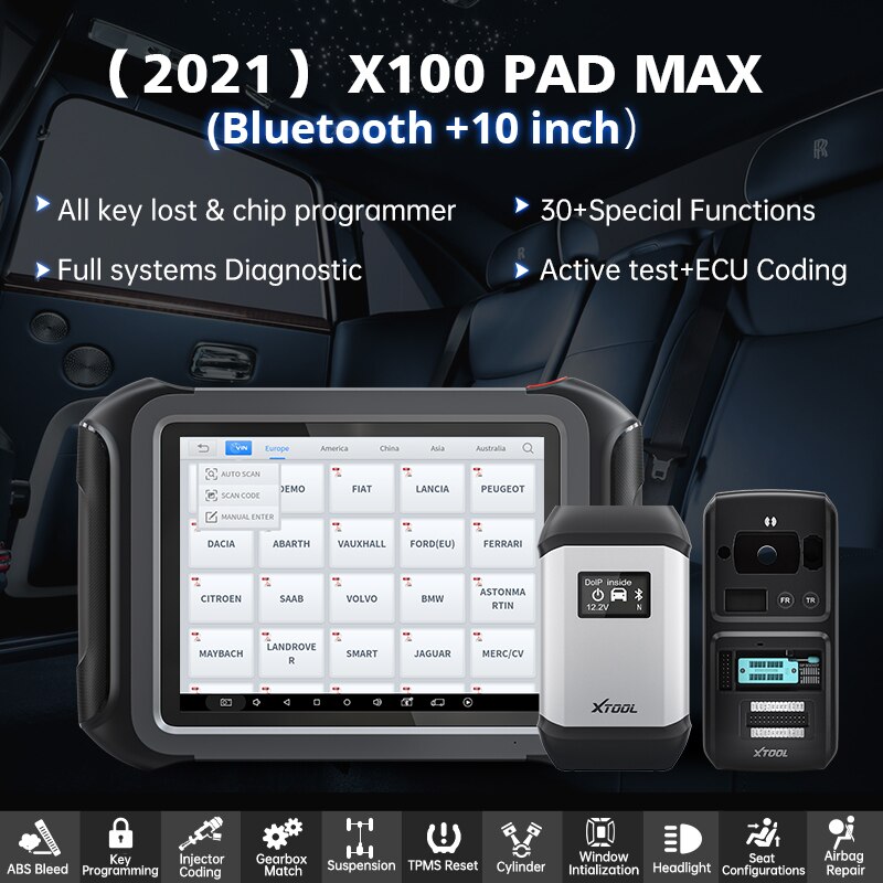 Xtool X100 Max X100 PAD Key Programmer IMMO OE-Level All Systems Diagnostic with ECU Coding 30+Service With KC501 KS01/02 All Key Lost