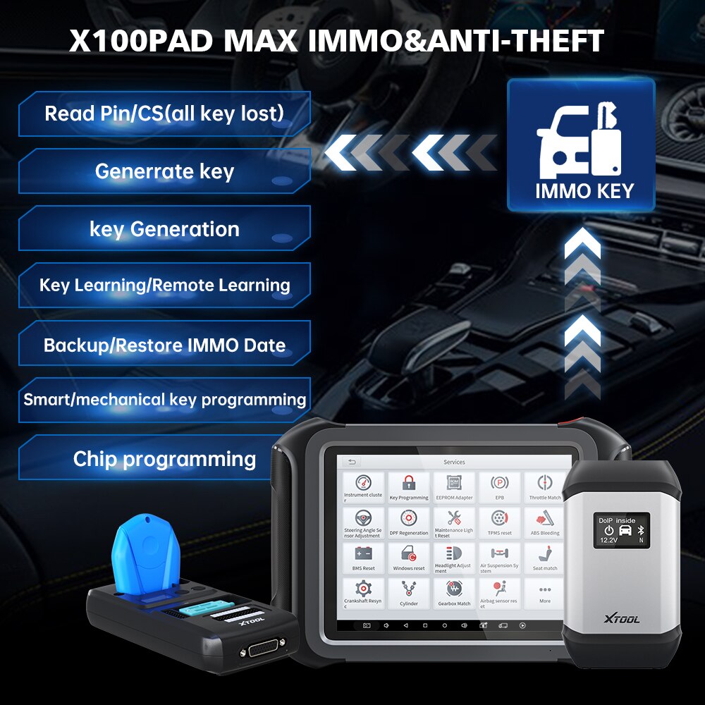 Xtool X100 Max X100 PAD Key Programmer IMMO OE-Level All Systems Diagnostic with ECU Coding 30+Service With KC501 KS01/02 All Key Lost