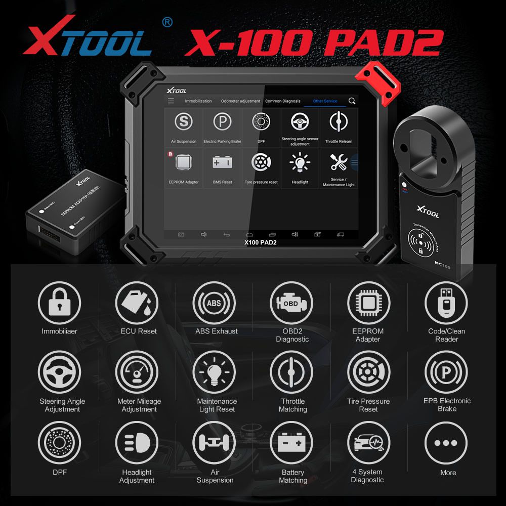 XTOOL X100 PAD2 Pro 및 KC100 프로그래머는 VW 4번째 및 5번째 IMMO 및 특수 기능을 모두 지원합니다.