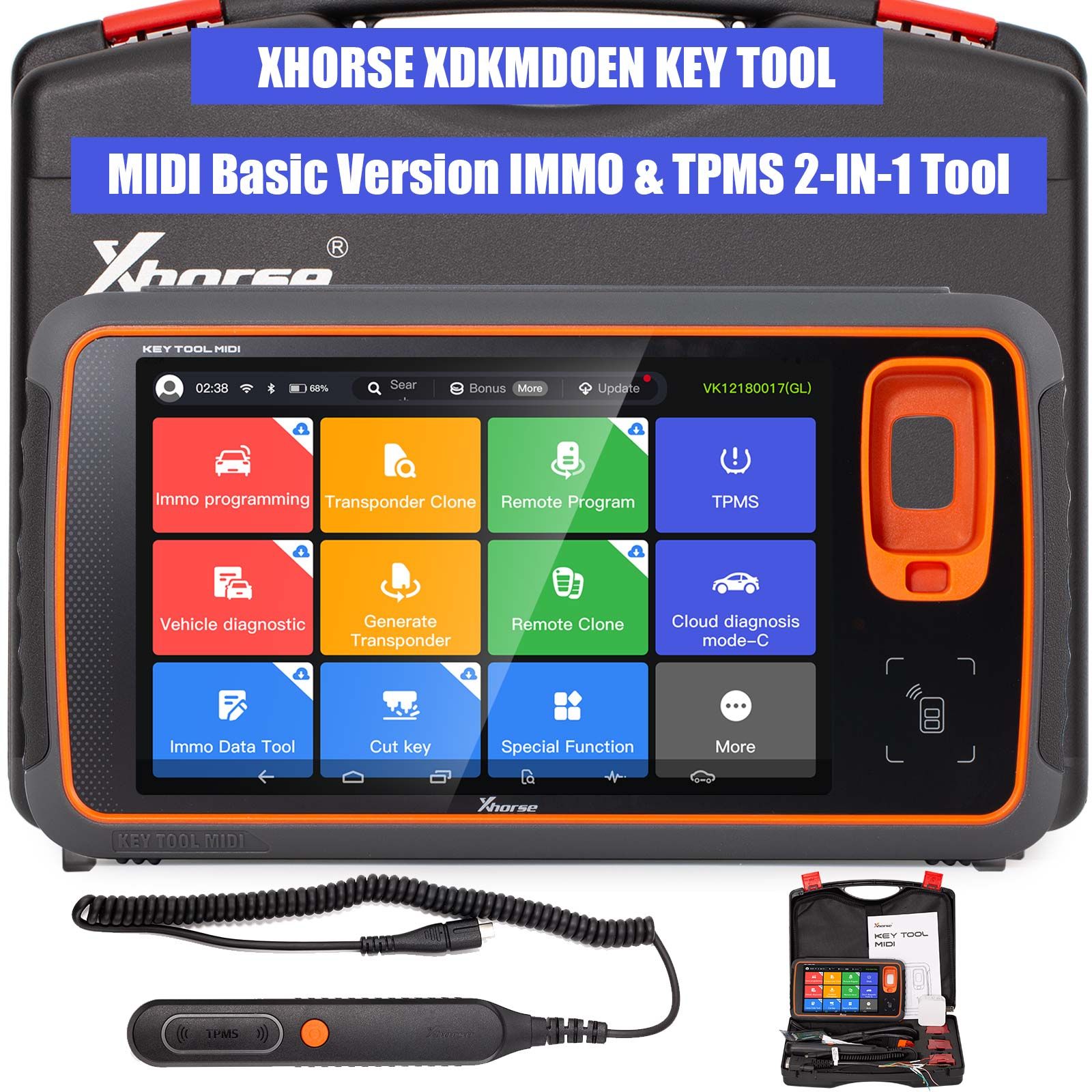 IMMO 프로그래밍 및 TPMS 기능을 위한 2025 Xhorse Key Tool MIDI 기본 버전 2-in-1 자동차 솔루션