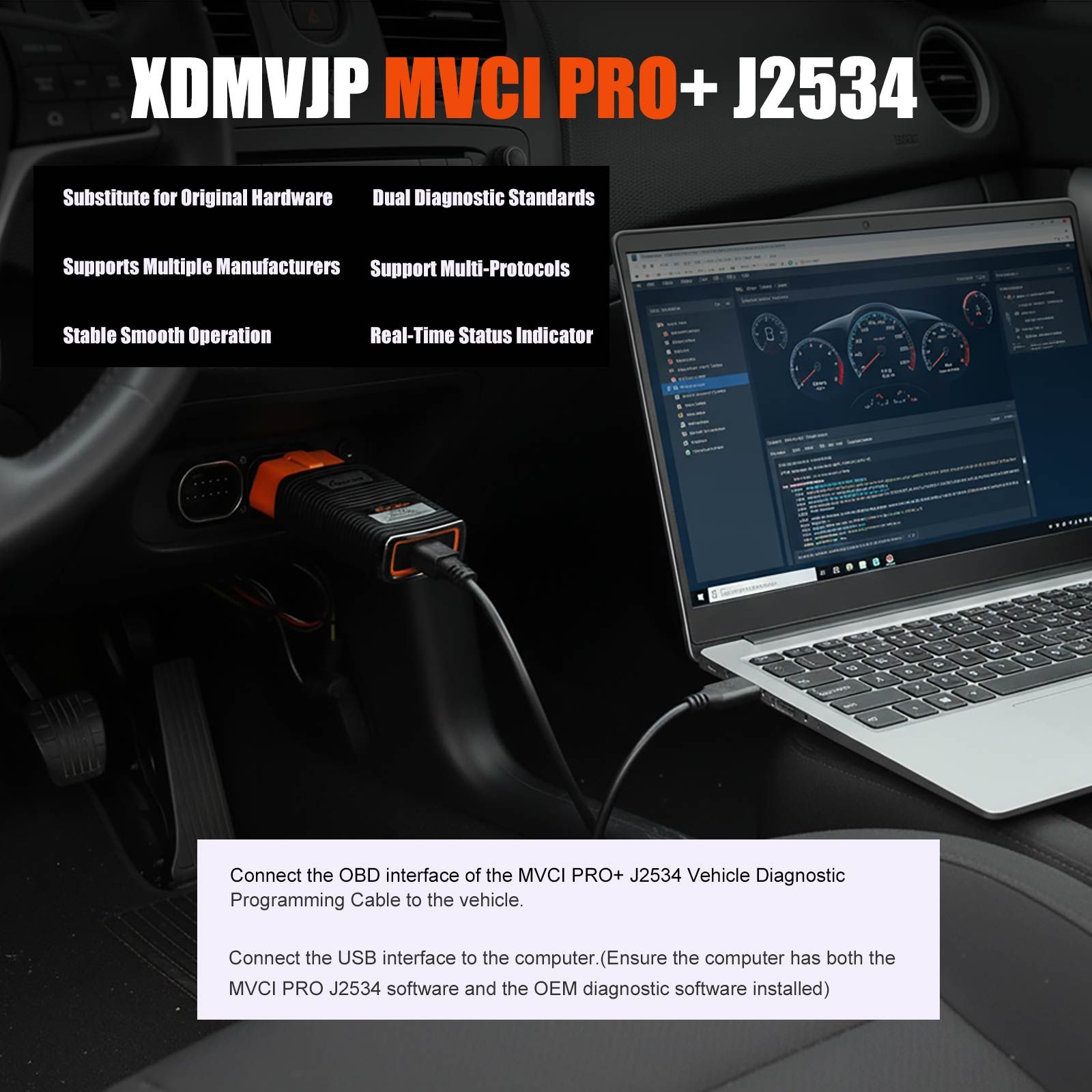 XHORSE XDMVJPGL MVCI PRO J2534 2nd Generation Vehicle Diagnostic Programming Cable for Benz/ Volvo/ Nissan/ Renault/ Peugeot/ GM/ Volkswagen/ Toyota