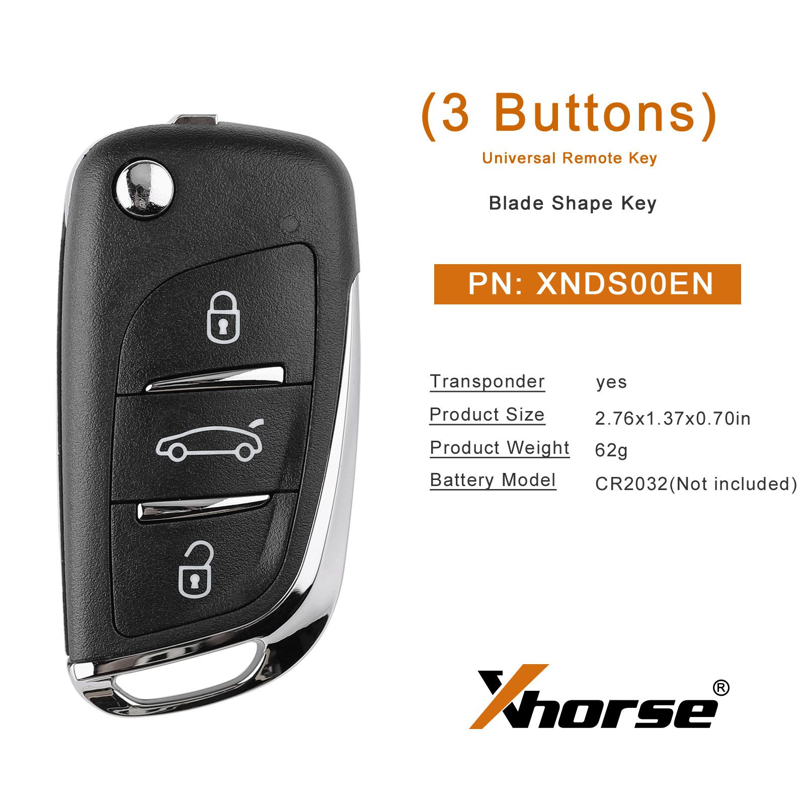Xhorse DS Style llave de control remoto universal inalámbrica 3 botones xn002 para la herramienta de clave vvdi 5 piezas / lote