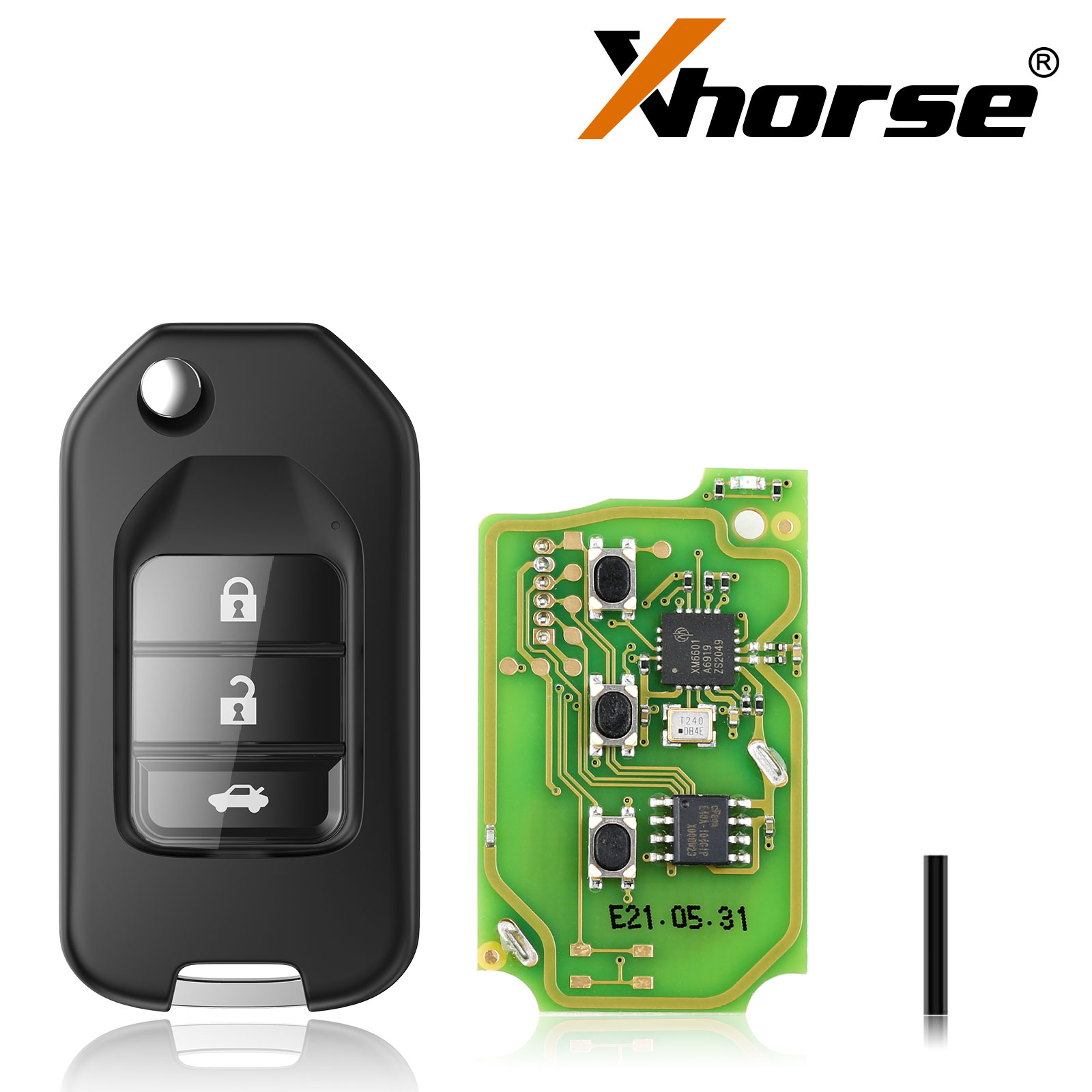 Xhorse xkho00en llave de control remoto por cable honda Flip 3 botones versión en inglés 5 piezas / lote