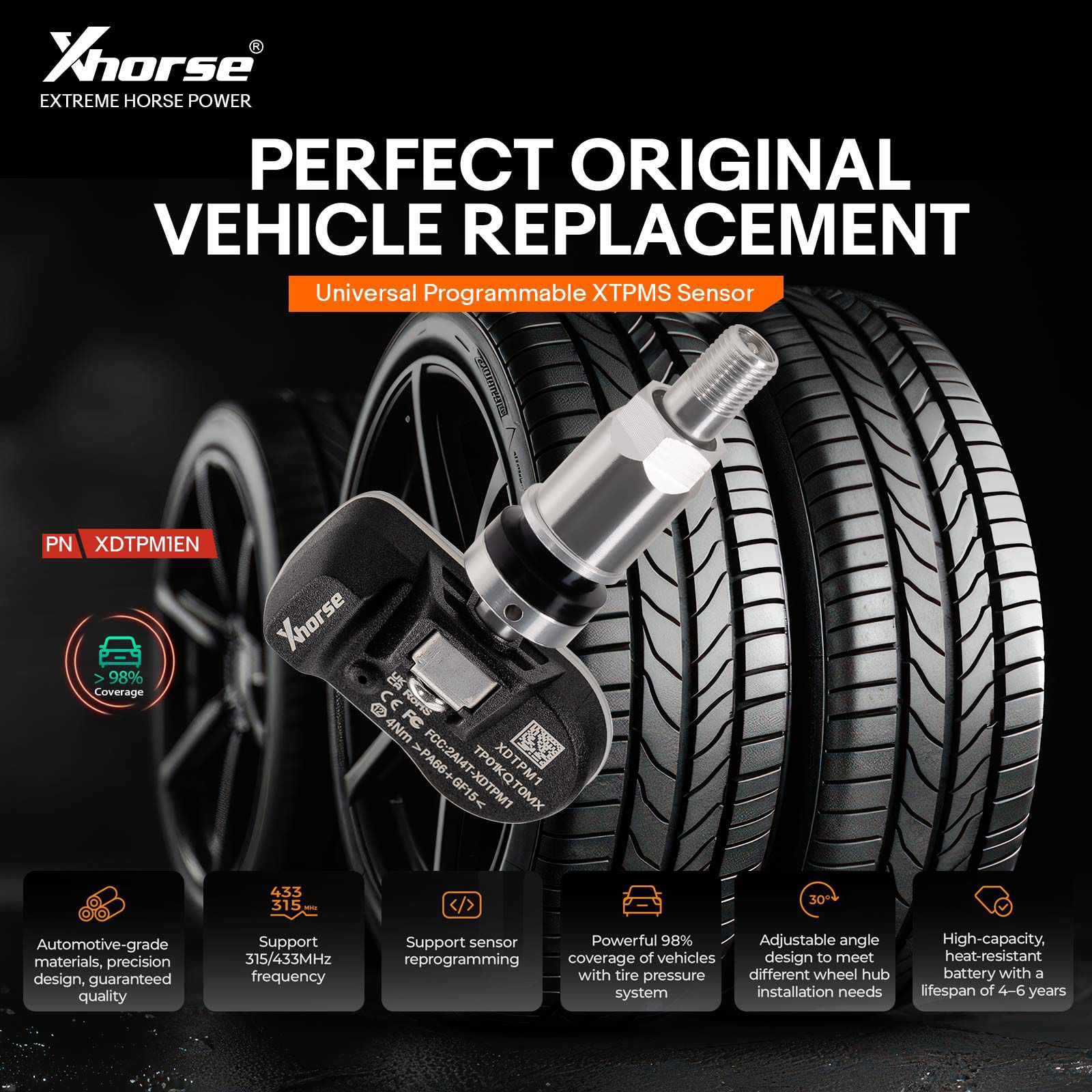 2025 Xhorse XDTPM1EN TPMS センサー ユニバーサルプログラム可能な XTPMS センサー サポート 315/433Mhz キーツール Max Pro/キーツール MIDI との仕事