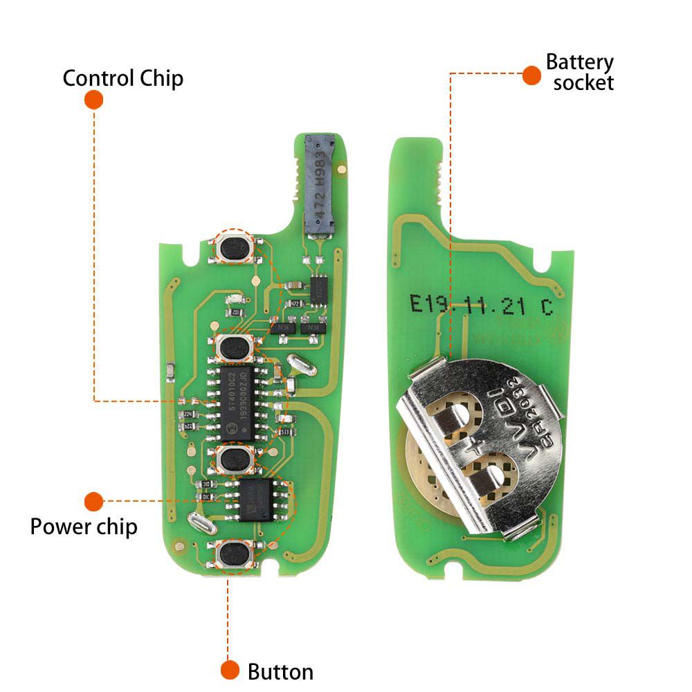 Xhorse xefo01en llave de súper control remoto Ford Flip 4 botones con superchip incorporado versión en inglés 5 piezas / lote