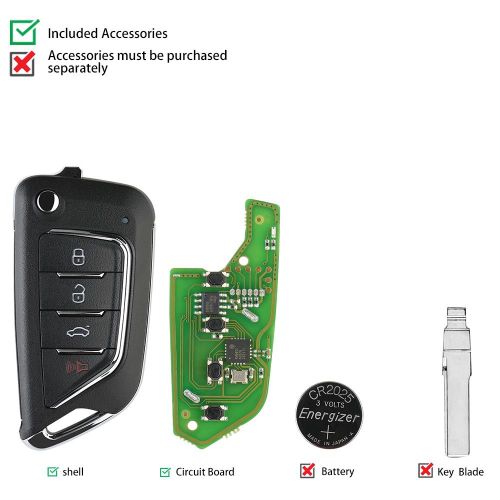 2023 nuevo control remoto por cable de 4 botones xhorse xkcd02en para estilo Cadillac 5 piezas / lote