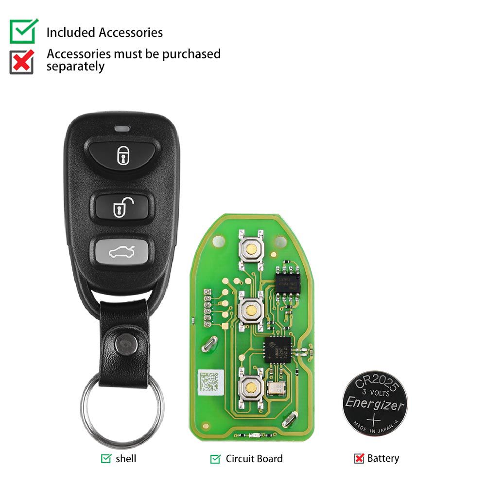 Xhorse xkhy01en llave de control de línea moderna 3 + 1 botón versión en inglés 5 piezas / lote