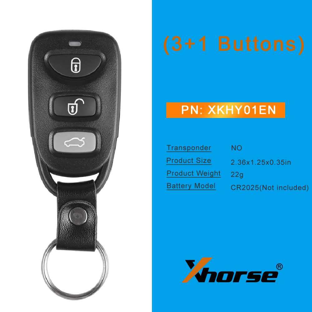 Xhorse XKHY01EN 라인 제어 열쇠 현대 3+1 버튼 영어 버전 5 개/배치