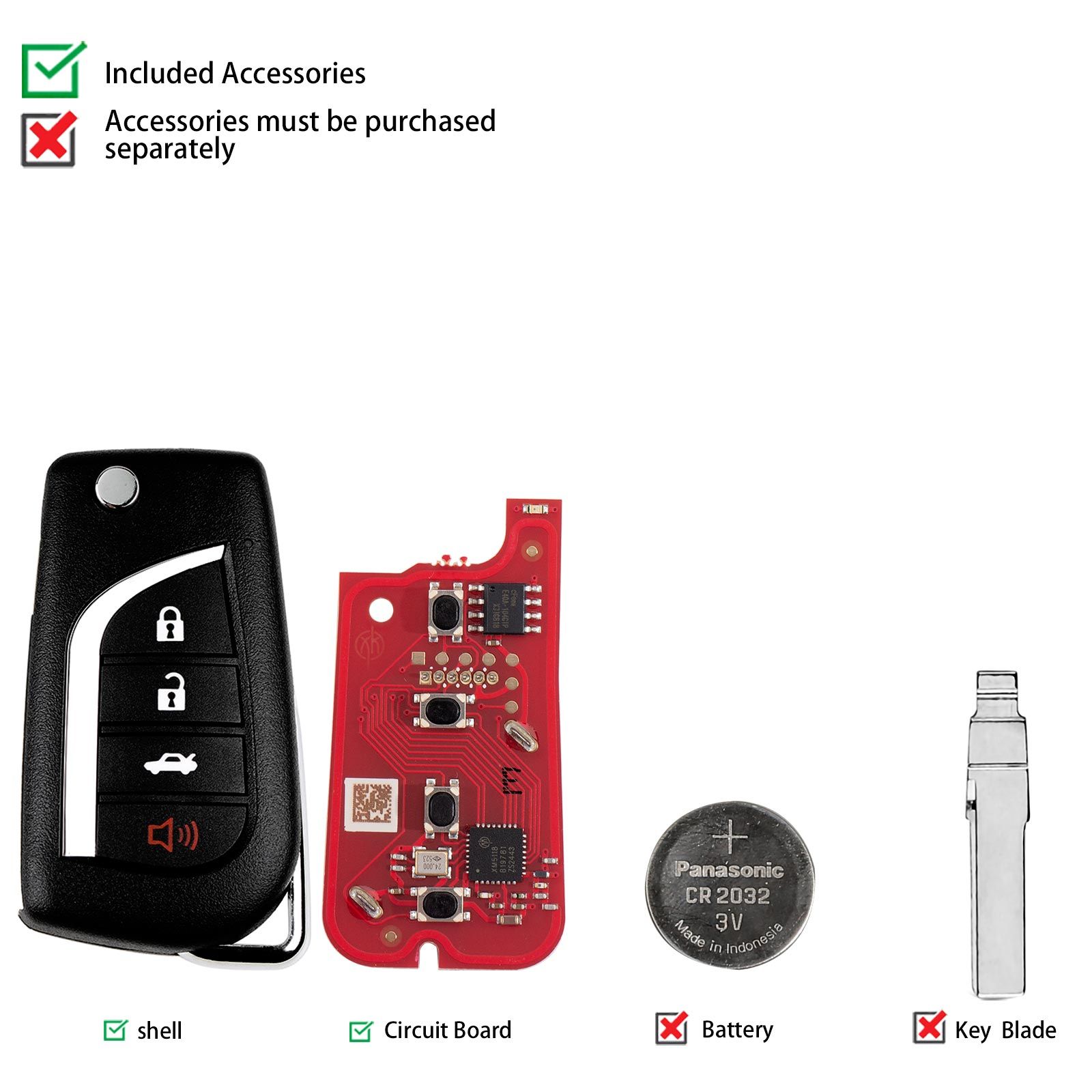 Xhorse XKTO12EN TOY.T Style(Flip-4BTN) Second Generation Wire Remote Key 5pcs/lot
