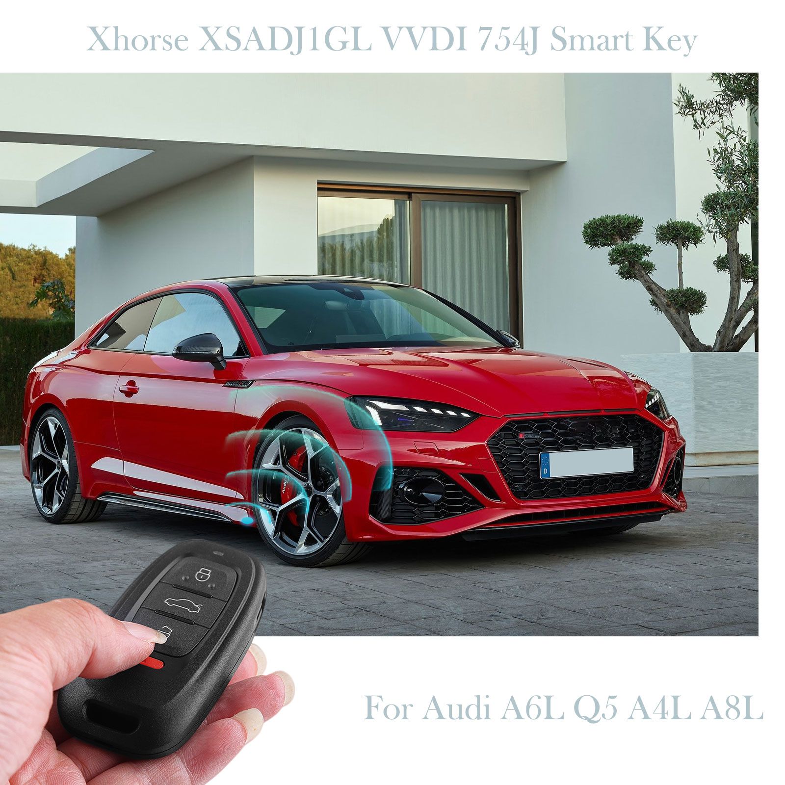 아우디 315/433/868MHZ A6L Q5 A4L A8L 키 케이스가 장착된 Xhorse XSADJ1GL VVDI 754J 무선 스마트 키