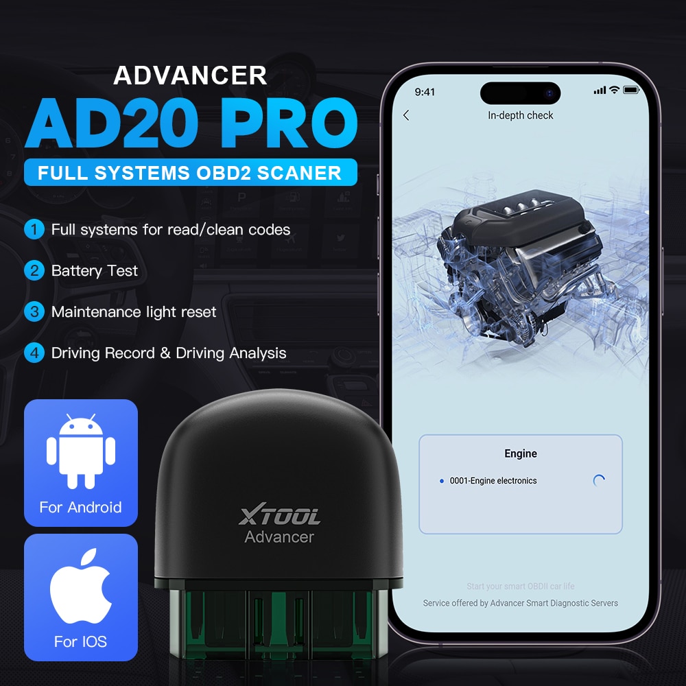 2023 Newest XTOOL Advancer AD20 PRO OBD2 Scanner Car Code Readers & Scan Tools All Systems Diagnostic For IOS&Android
