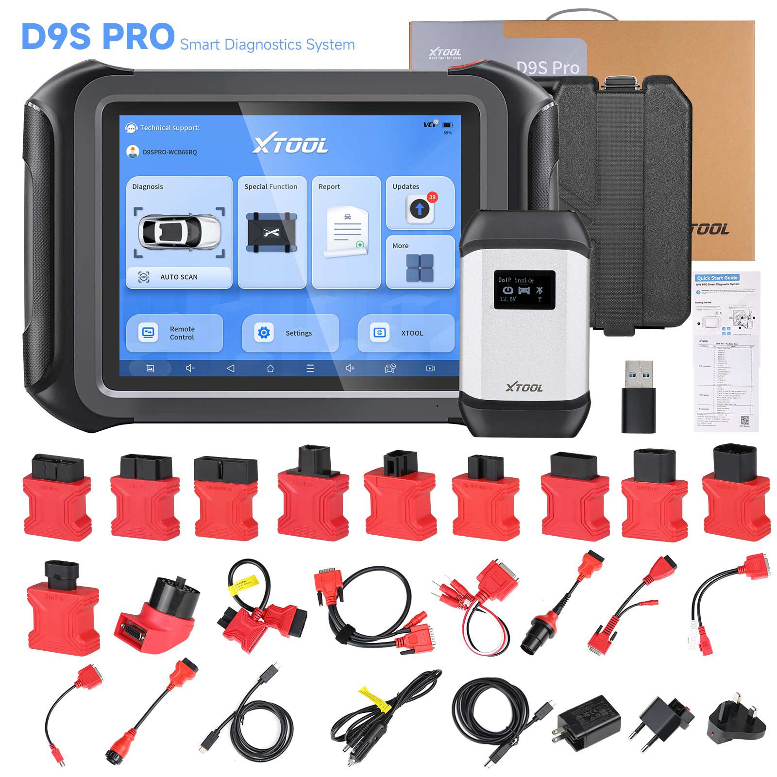 2023 XTOOL D9S Pro Wifi Connection Auto Diagnostic Scanner Support ECU Coding Topology Mapping Key Programming 42 Service Functions CAN FD DoIP