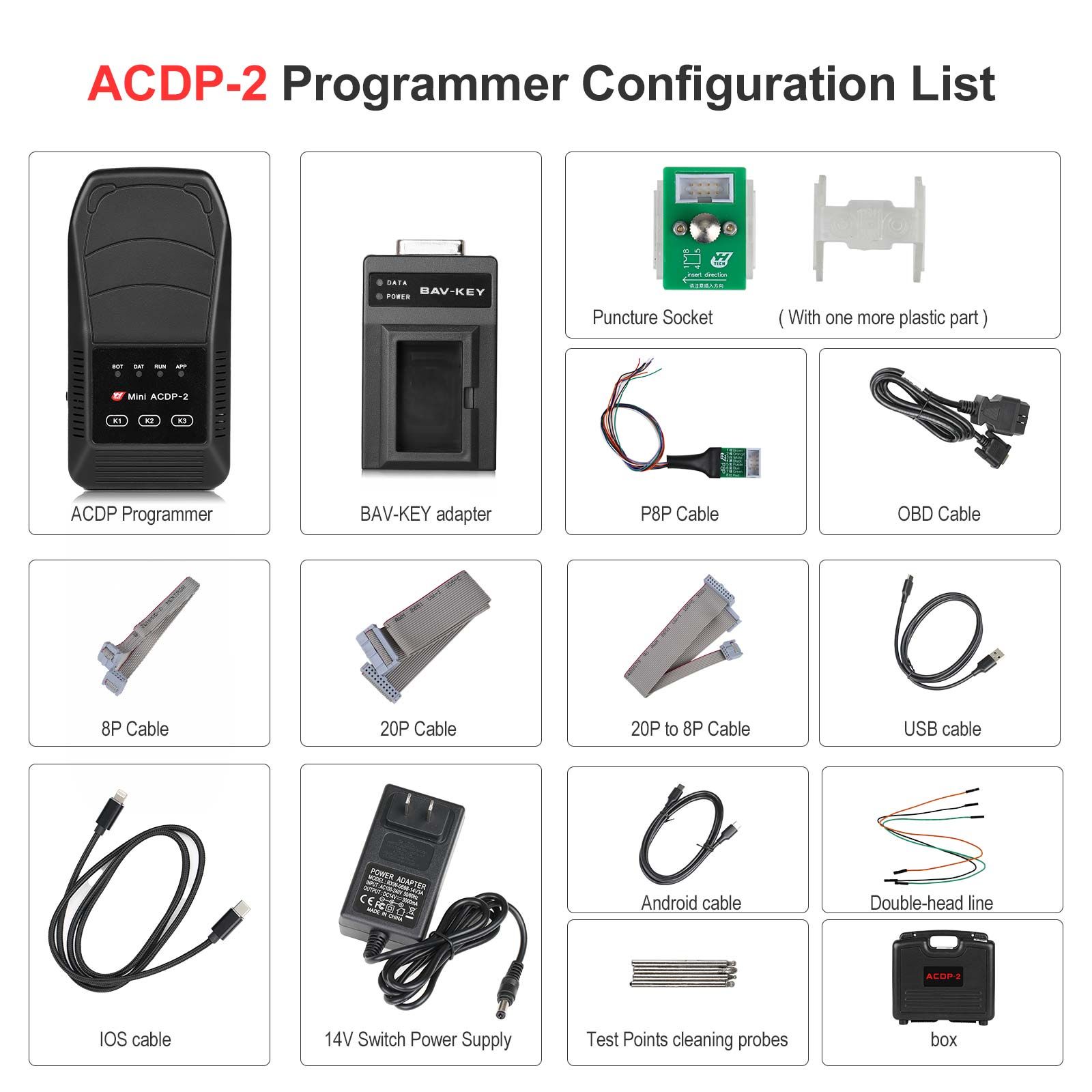 Yanhua ACDP-2 VW/Audi BCM2/MQB Package with Module 29/33/34 for Audi Gen5 BCM2/VW 4th 5th/MQB48 5A/MQB RH850 5A 5C IMMO and Mileage Correction