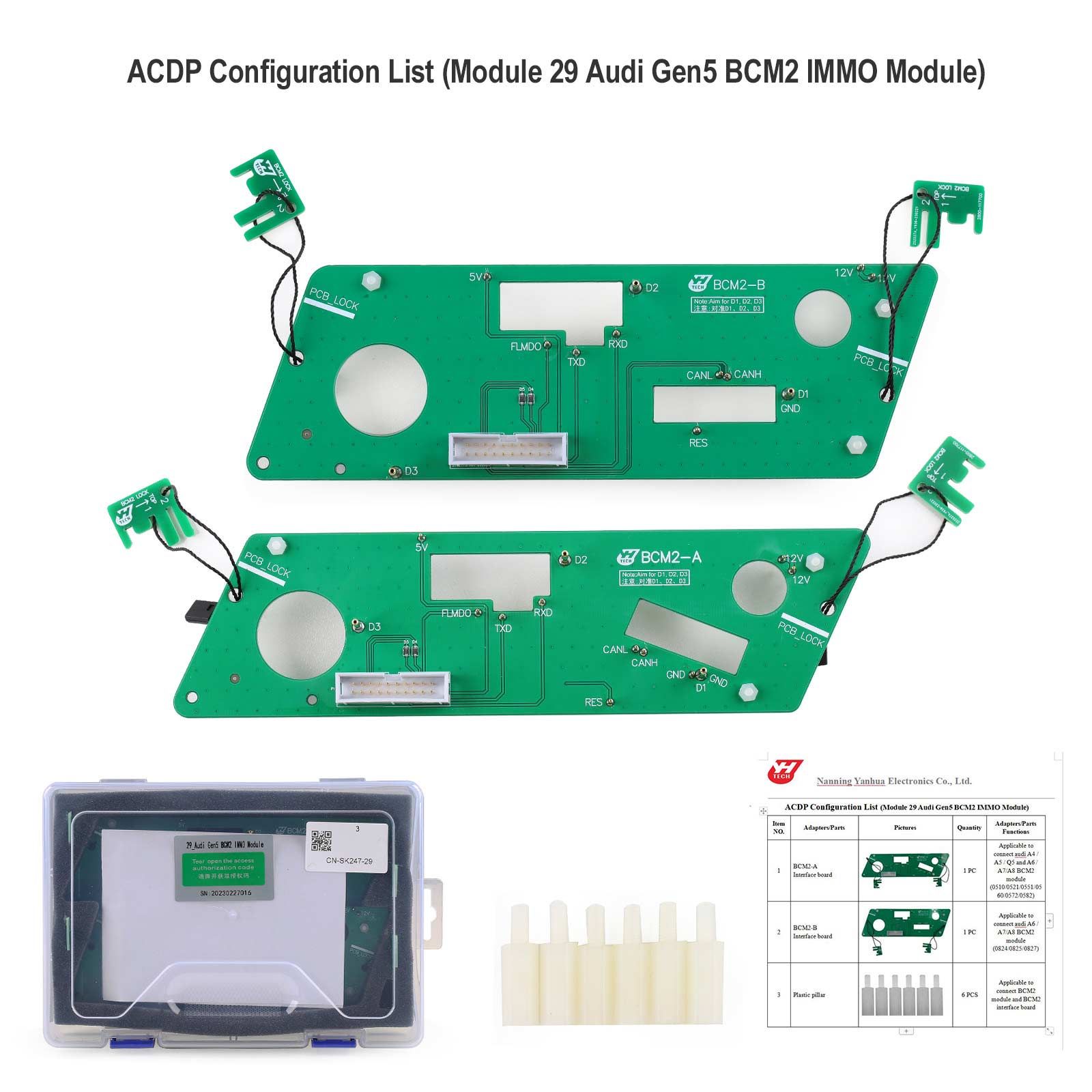 Yanhua ACDP-2 VW/Audi BCM2/MQB Package with Module 29/33/34 for Audi Gen5 BCM2/VW 4th 5th/MQB48 5A/MQB RH850 5A 5C IMMO and Mileage Correction