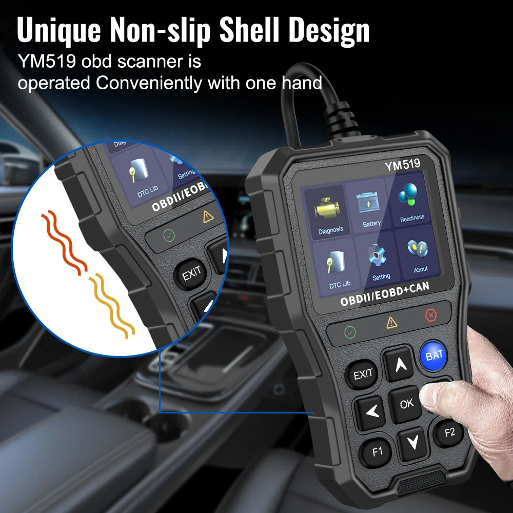 Battery Tester Code Reader Fault Code Scanner OBD2 Code Reader Multi-language YM519 Car Diagnostic Tool Check Engine System
