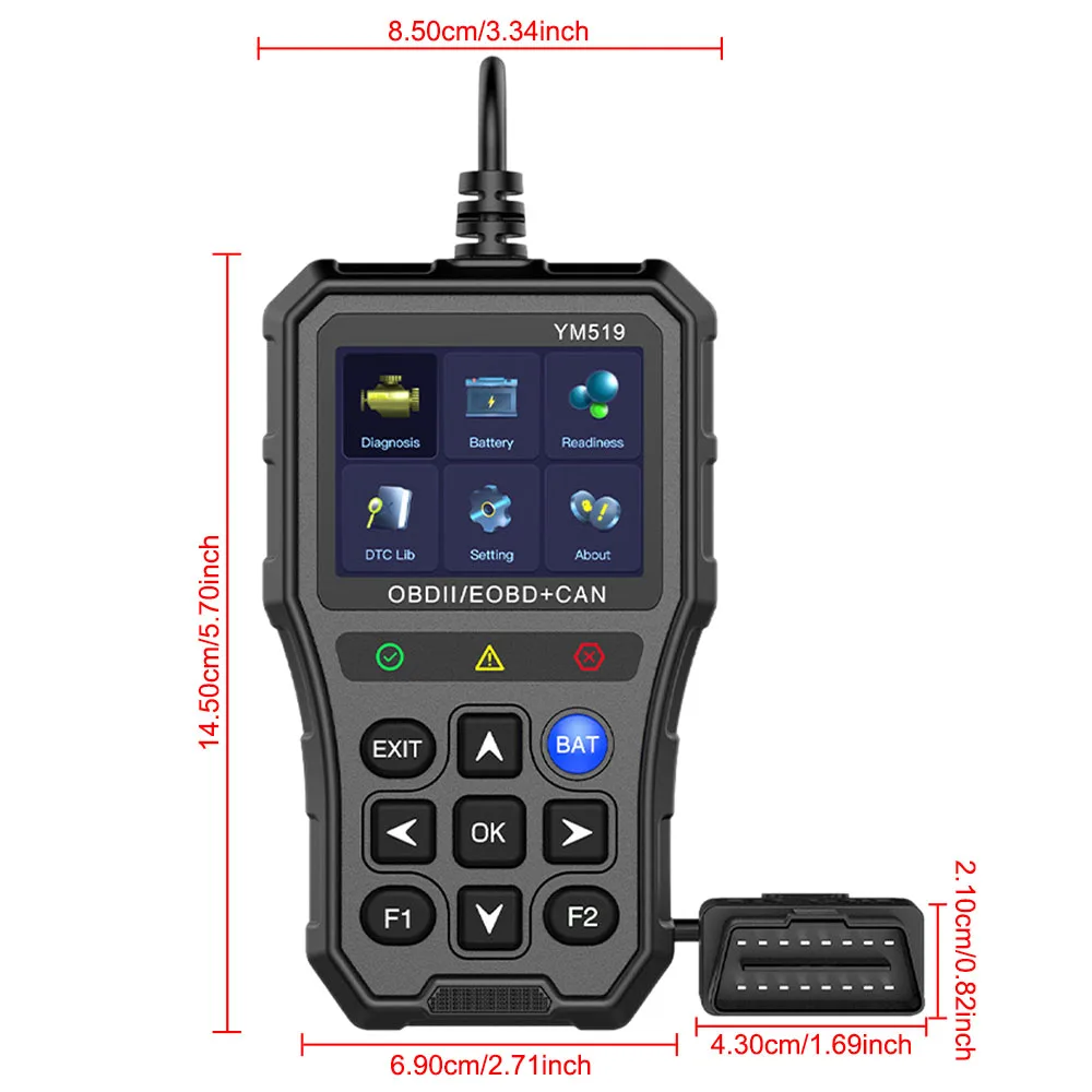 Battery Tester Code Reader Fault Code Scanner OBD2 Code Reader Multi-language YM519 Car Diagnostic Tool Check Engine System
