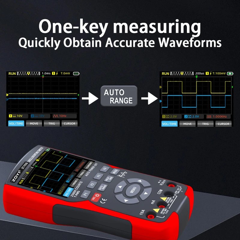 ZT-703S 3-in-1 Oscilloscope Multimeter with 3.5 Inch IPS Display,25000 Counts, Dual Channel 50MHZ Bandwidth,280MSa/s High