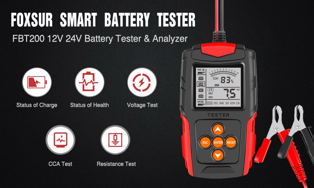 Probador de batería automotriz de 12v 24v