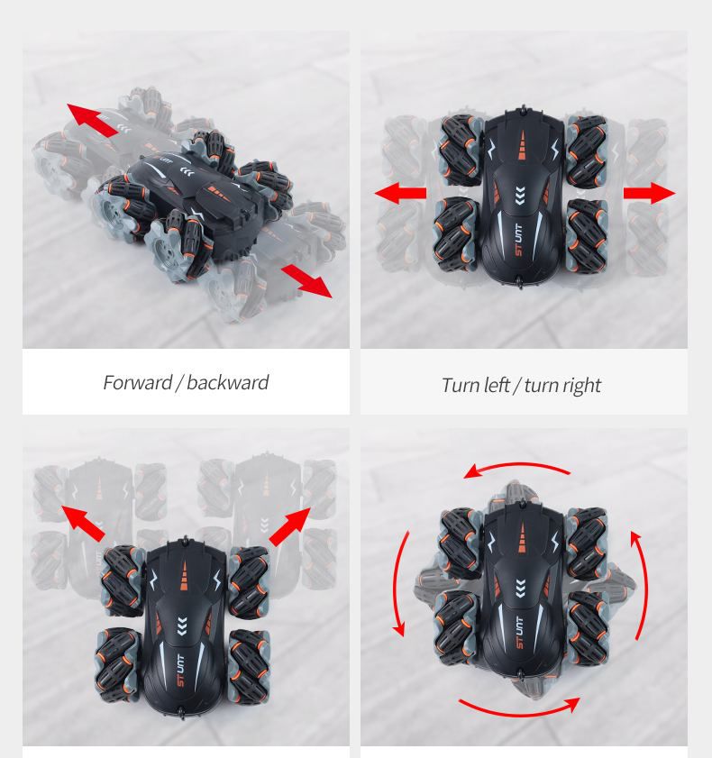 Tracción a las cuatro ruedas 2.4G acrobacias de deriva RC coche control remoto giratorio de 360 grados C