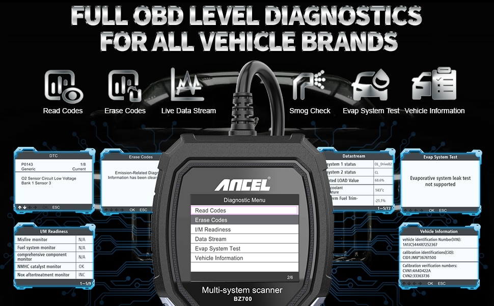 Escáneres Ancel bz700 obd2