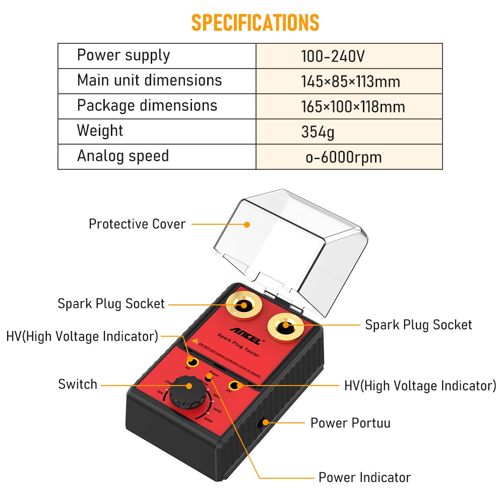 Ancel Car Spark Plug Tester