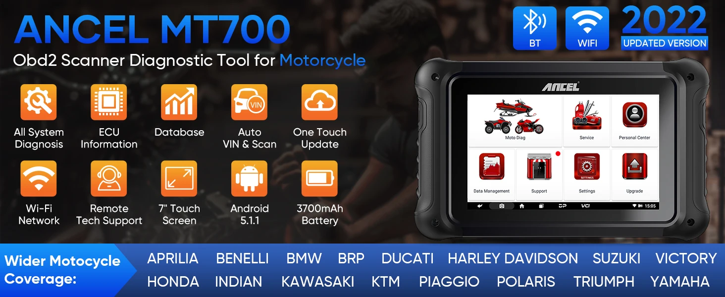 ANCEL MT700 OBD2 Motorcycle Scanner