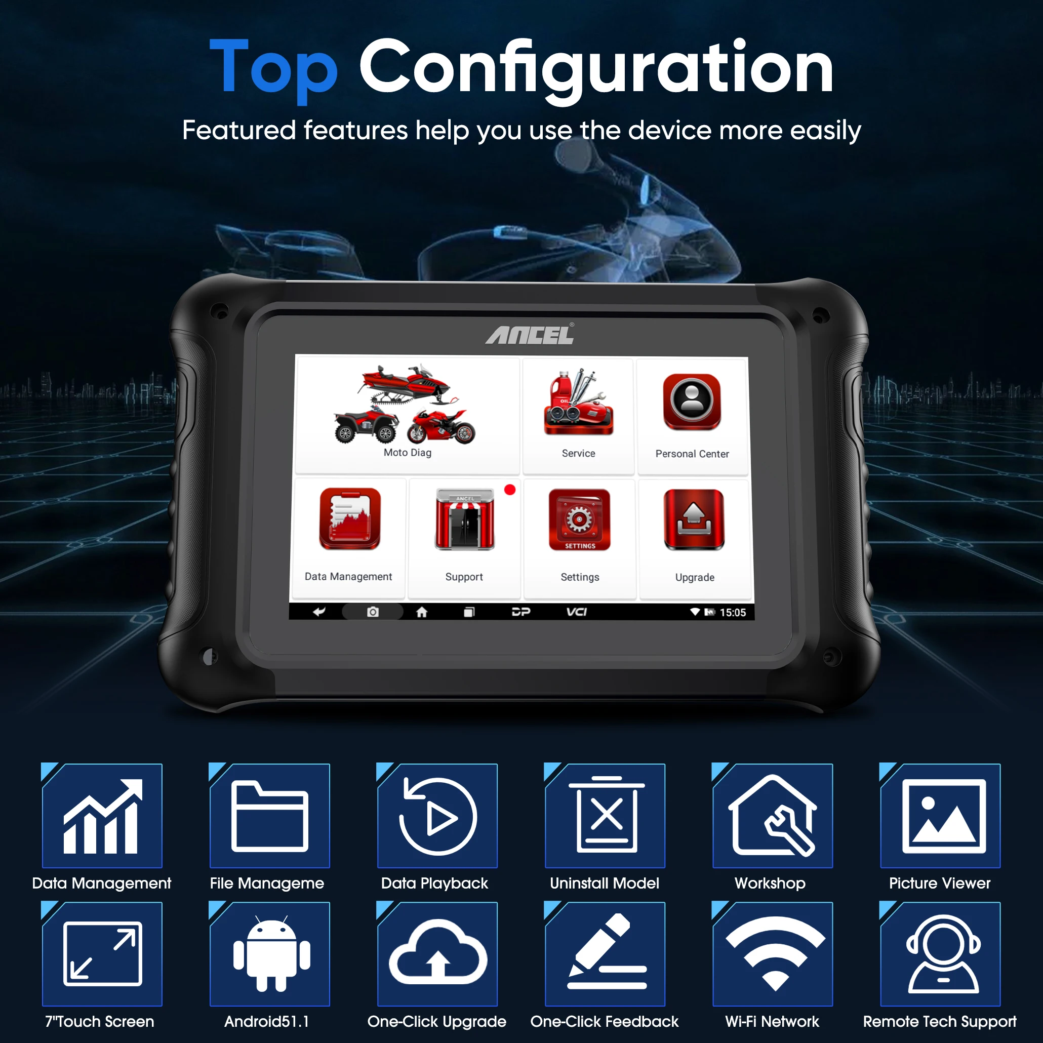 ANCEL MT700 OBD2 Motorcycle Scanner