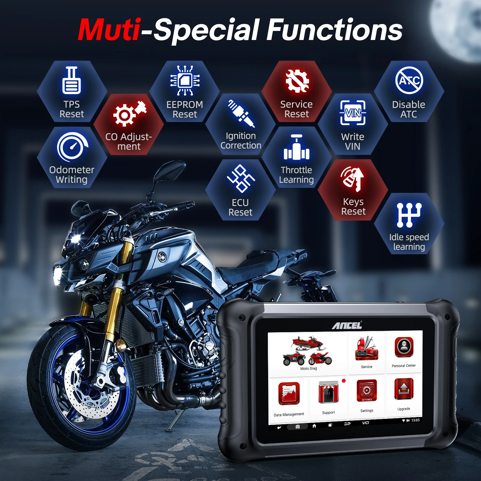 ANCEL MT700 OBD2 Motorcycle Scanner