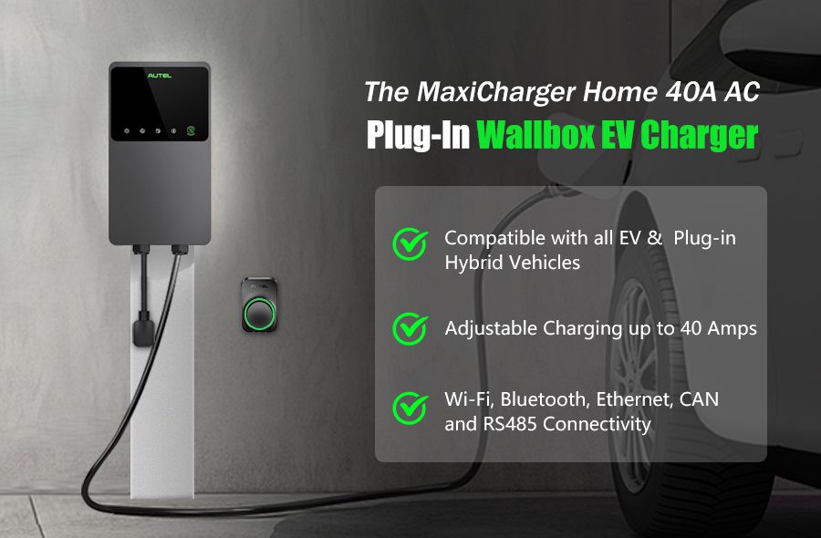 Autel MaxiCharger AC 벽면 가정용 충전기 40A-NEMA 14-50-전기차 충전기, 독립형 가죽 커버