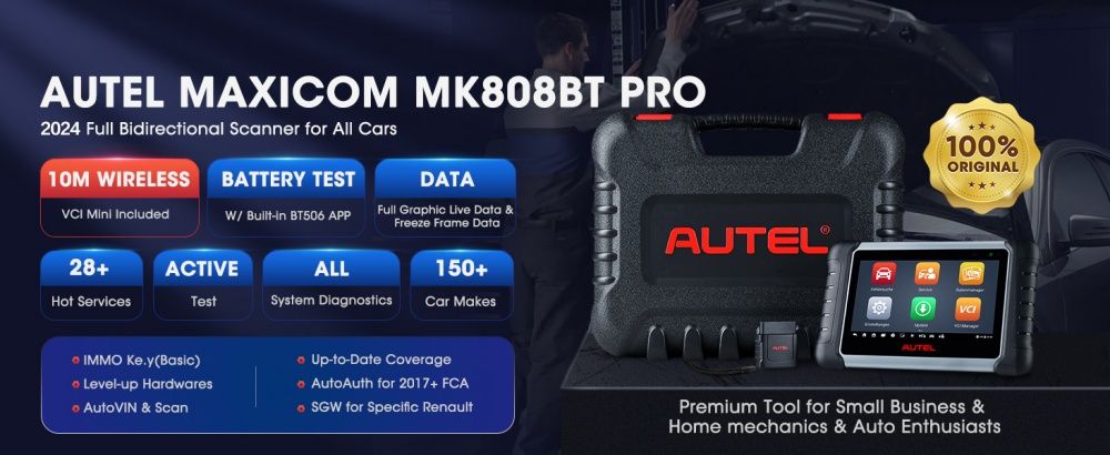 Autel MaxiCOM MK808BT PRO Car Diagnostic Scan Tool, Active Tests & Bi-Directional Control Scanner, 28+ Services, FCA AutoAuth, Wireless Diagnosis