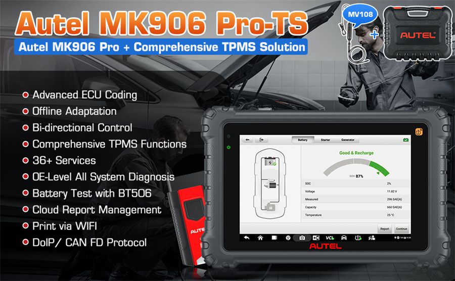  Autel MaxiCOM MK906 PRO-TS Automotive Diagnose and TPMS Relearn Tool 