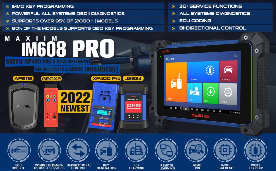 Autel MaxiIM IM608 PRO Plus APB112 스마트 키 시뮬레이터 및 G-BOX2