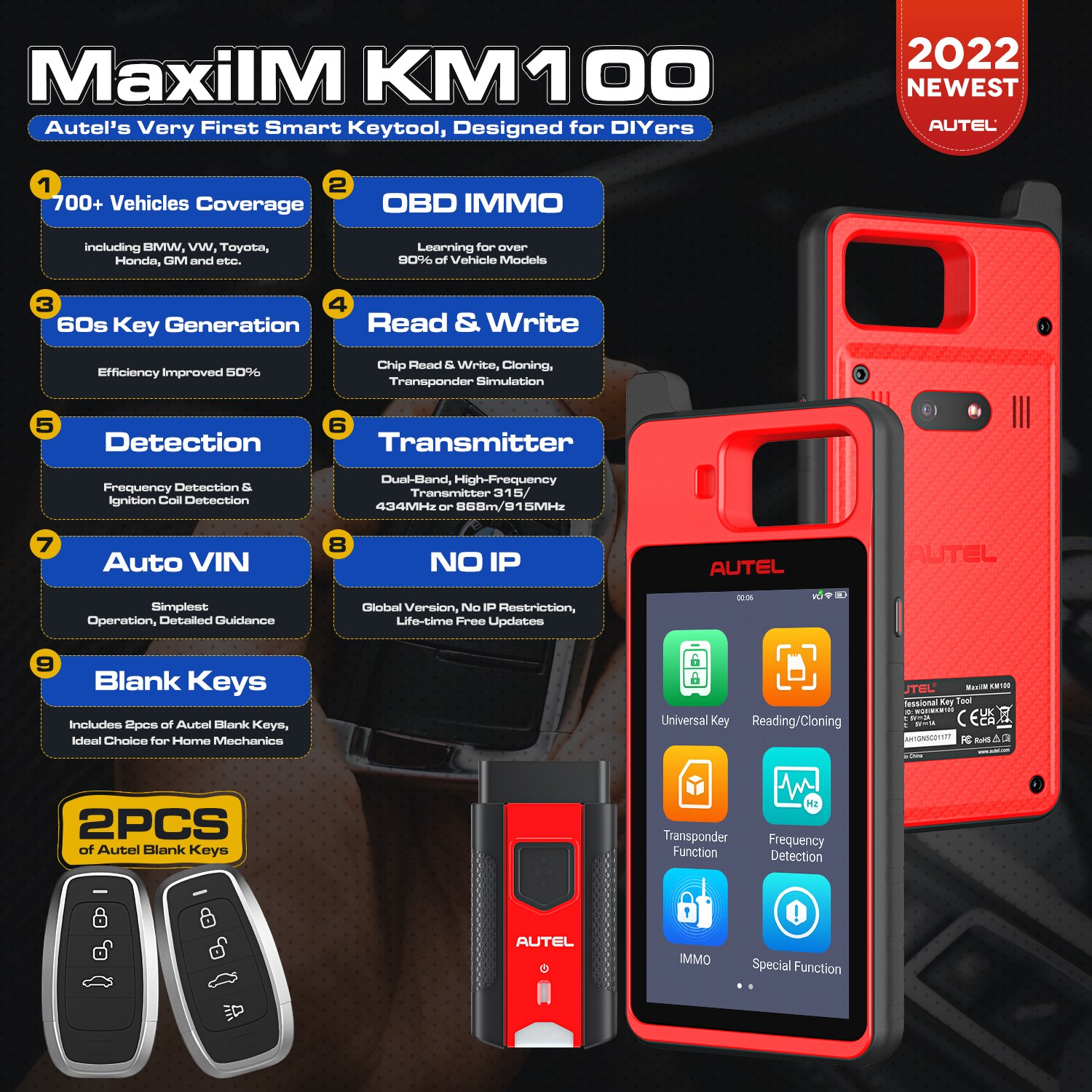 2022 Autel MaxiIM KM100 KM100E Universal Key Generator 