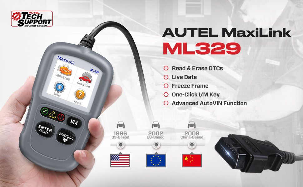 with One-Click I/M Readiness Key and AutoVIN Function Car Scanner-Gray Advanced Version of The AL319 Autel ML329 ML329 MaxiLink ML329 Code Reader 