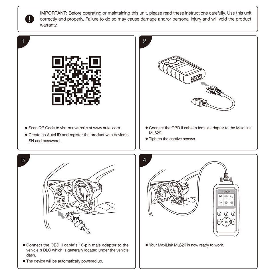 Autel maxilink ml629 lector de código obd2