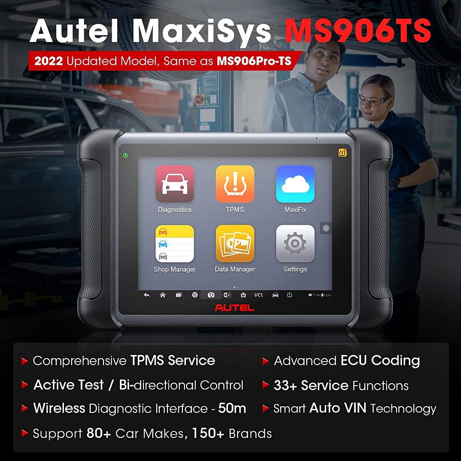 Autel MaxiSYS MS906TS OBD2 양방향 진단 스캐너(TPMS 기능 ECU 코딩 33+ 서비스 포함)