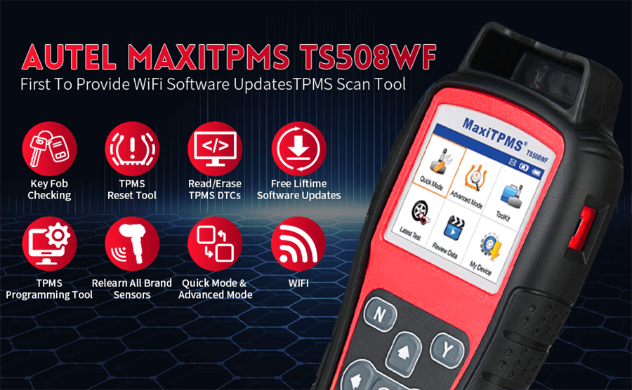 Versión WiFi de la herramienta de diagnóstico y reaprendizaje tpms de autoel maxitpms ts508wf