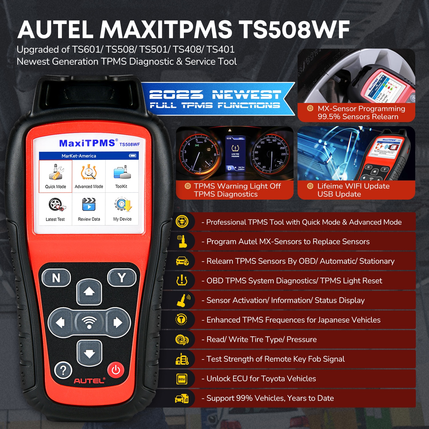 2023 Autel MaxiTPMS TS508WF TPMS Programming Tool