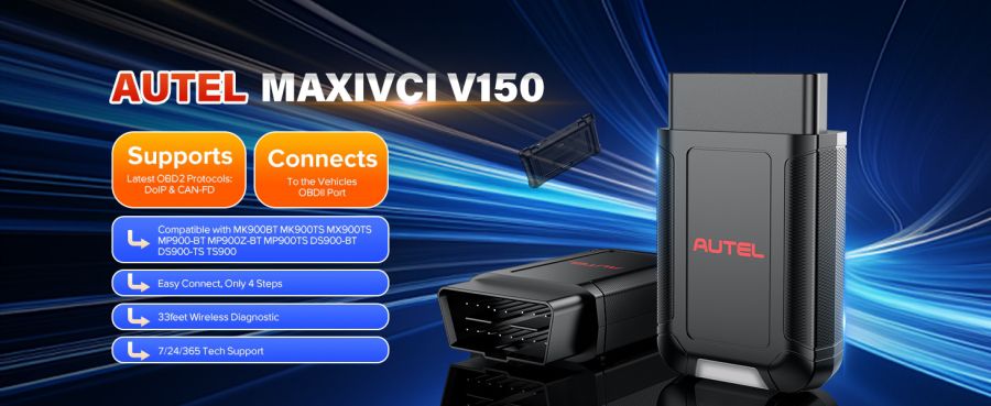 Autel MaxiVCI V150 Wireless Dongle Support CAN FD/DOIP Protocol work for Autel 900 Series Scanners