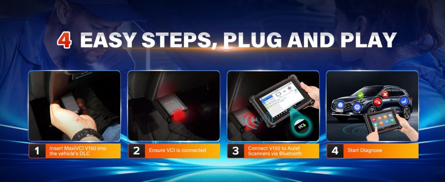 Autel MaxiVCI V150 Wireless Dongle Support CAN FD/DOIP Protocol work for Autel 900 Series Scanners