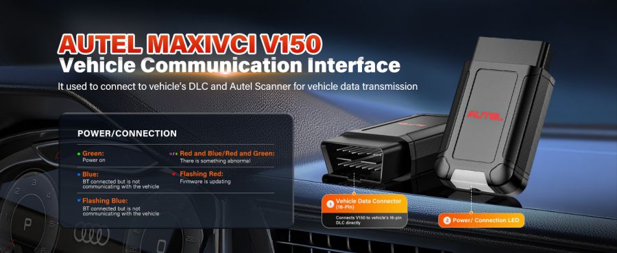 Autel MaxiVCI V150 Wireless Dongle Support CAN FD/DOIP Protocol work for Autel 900 Series Scanners