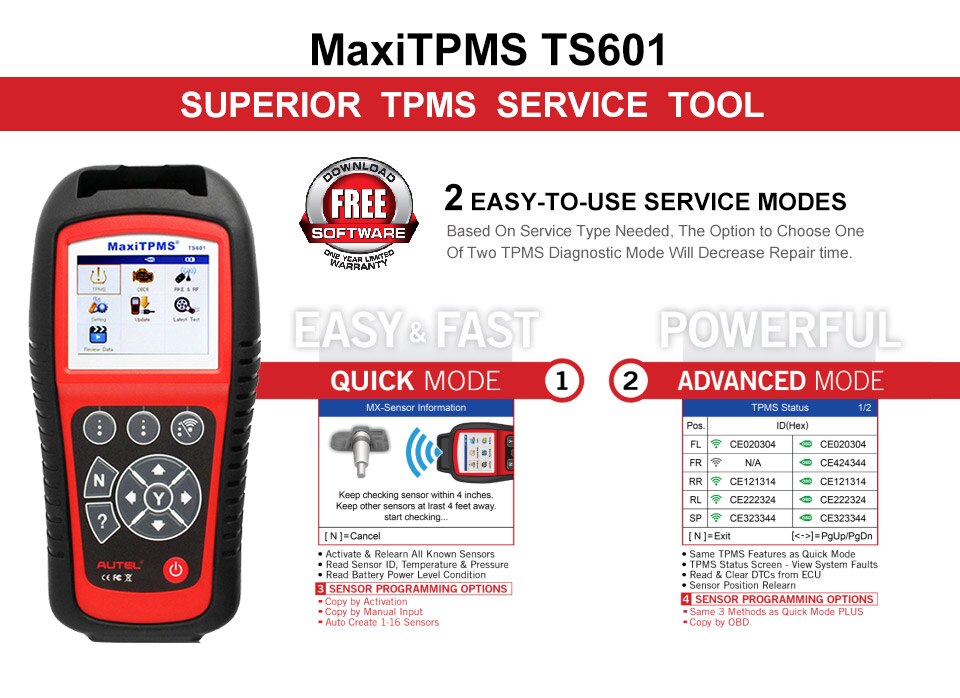 Autel MaxiTPMS TS601 TPMS Diagnostic and Service Tool