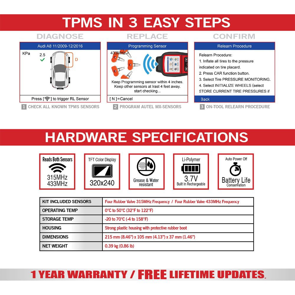 Herramienta de mantenimiento tpms avanzada de autoel ts508k