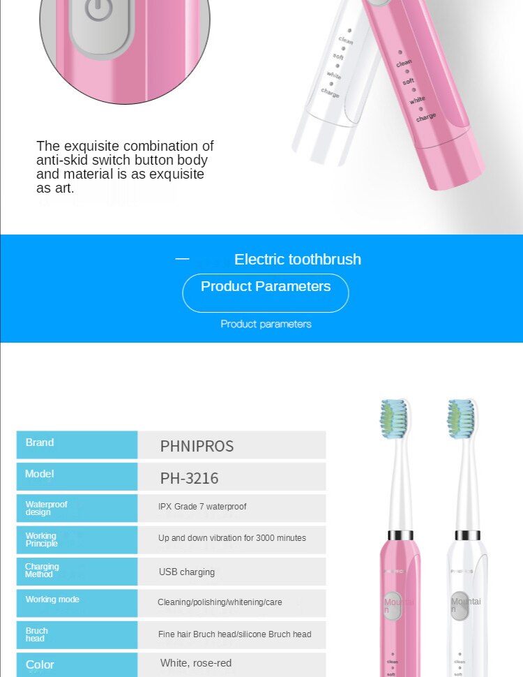 Automatic Toothbrush Adult Electric Toothbrush Sonic Wat