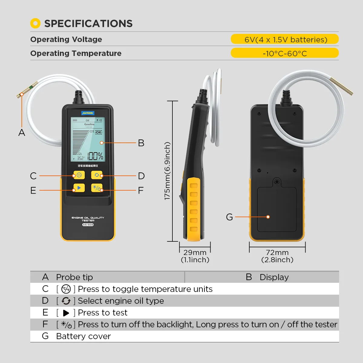 AUTOOL AS503 Engine Oil Tester