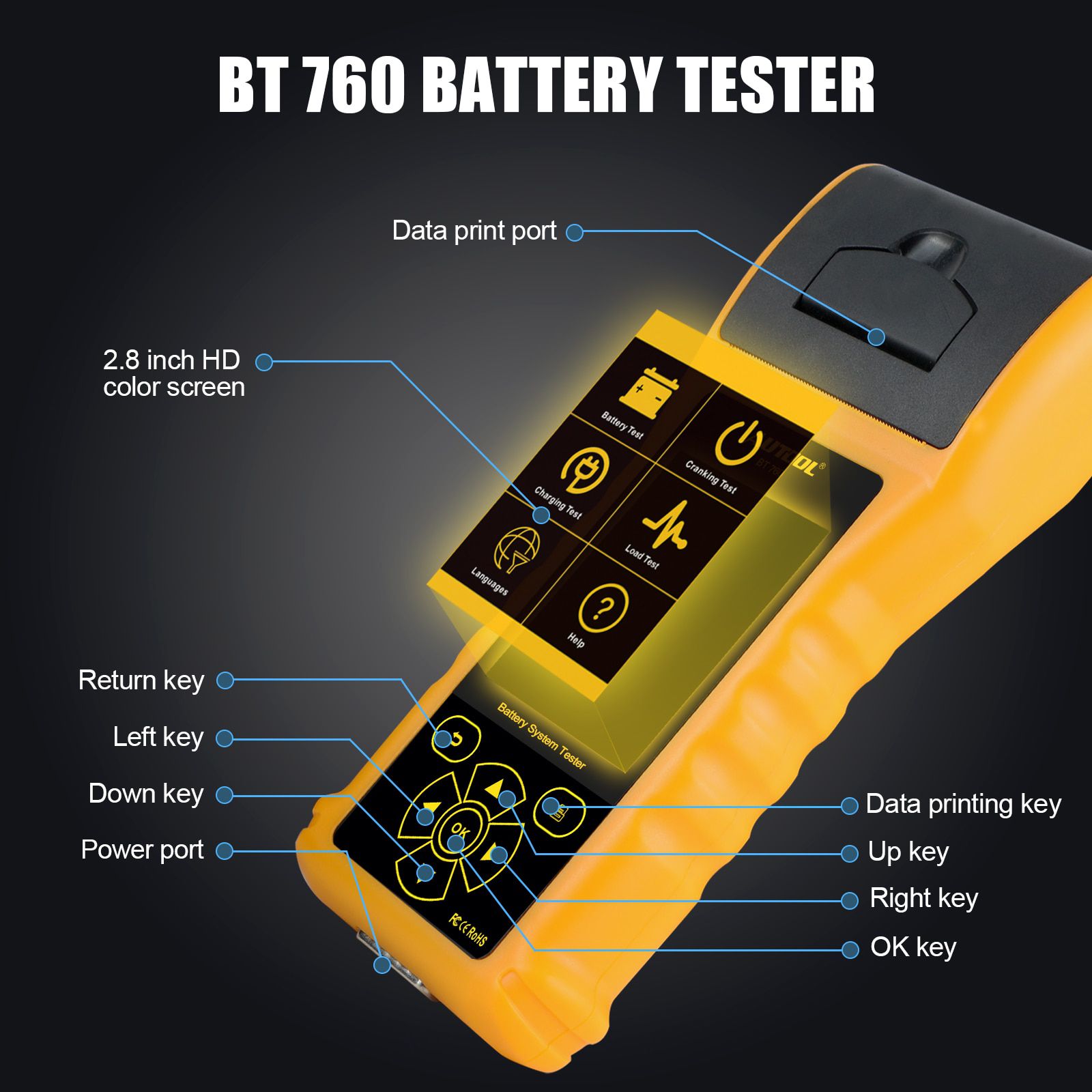AUTOOL BT760 12V 24V Car Battery Tester