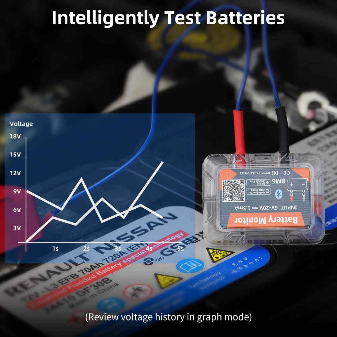BM6 12V Battery Monitory Wireless Bluetooth Car Battery 