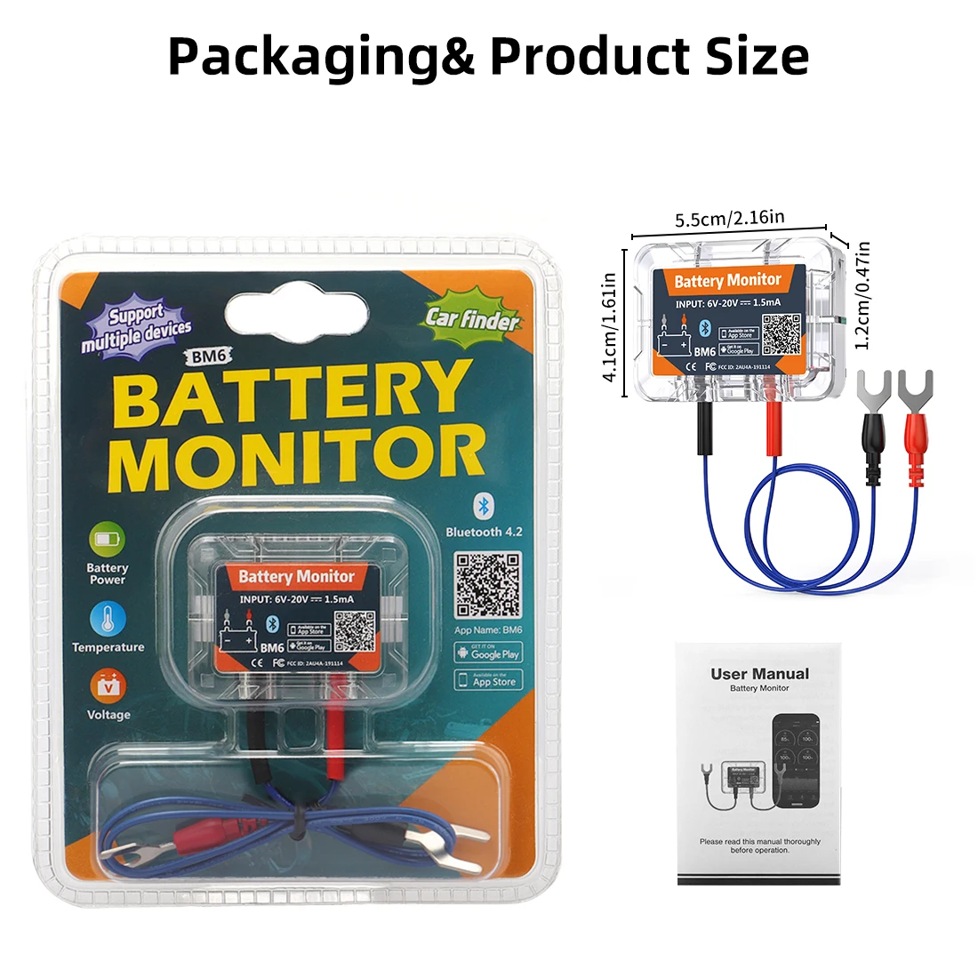 BM6 12V Battery Monitory Wireless Bluetooth Car Battery 